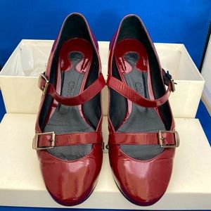 Chloe Burgundy Patent Leather Maryjane Flats 36